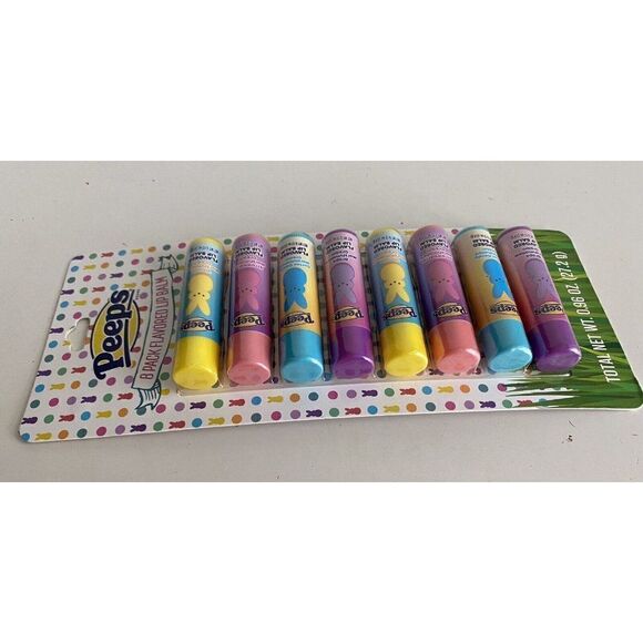 8 Pack Peeps Flavored Lip Balm Easter Basket Stuffer Cotton Candy Vanilla Grape - Picture 7 of 13